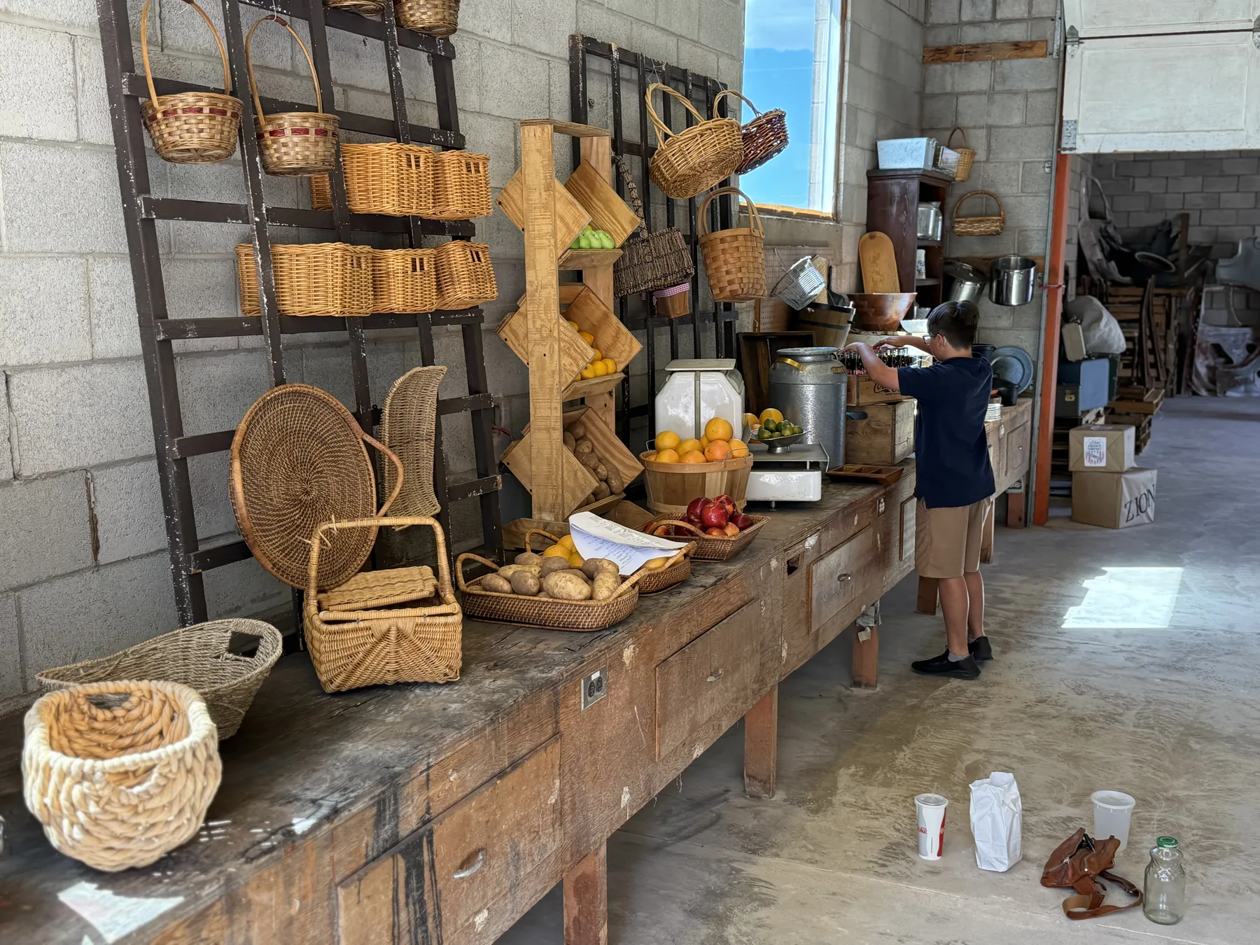 Behind the scenes production baskets and props